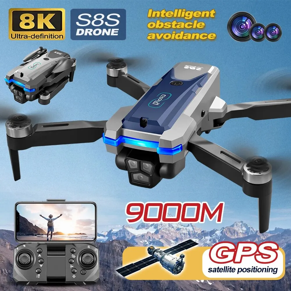 Drone Battery Case - 折りたたみ式リモートコントロールドローンRCS8S GPS,5g wifi,8k hdデュアルESCカメラ,オプティカルフロー,360 ° 障害物回避,ブラシレスモーター,9000m