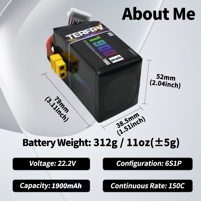 1/2個入り TERFPV Lipo 6S 1900mAh  - Drone Battery 6S のレビューと価格