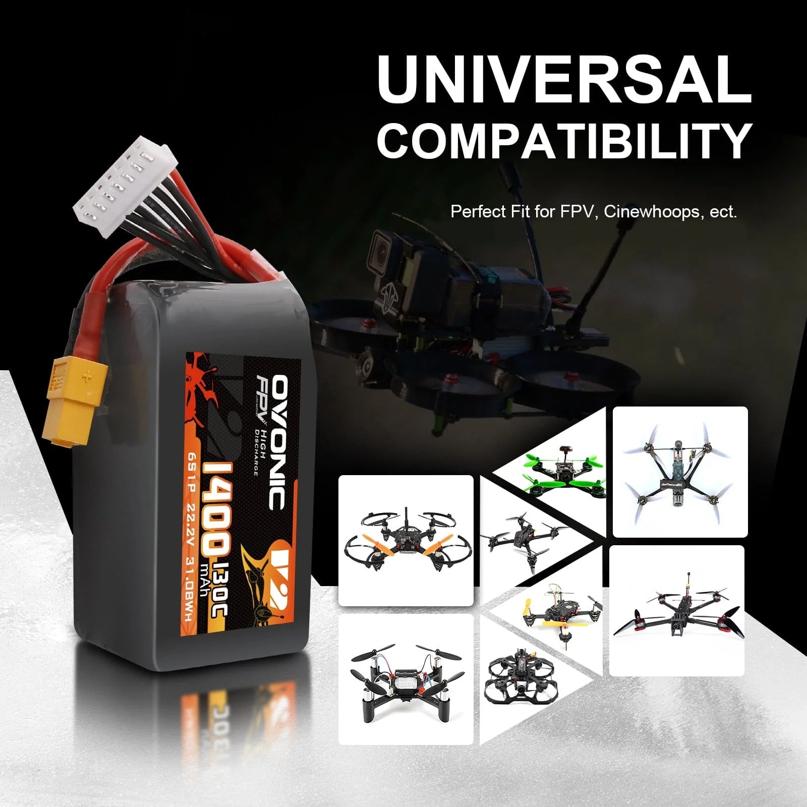 Ovonic 6S 1400mAh 130C LiPo バッ - Drone Battery Bag のレビューと価格