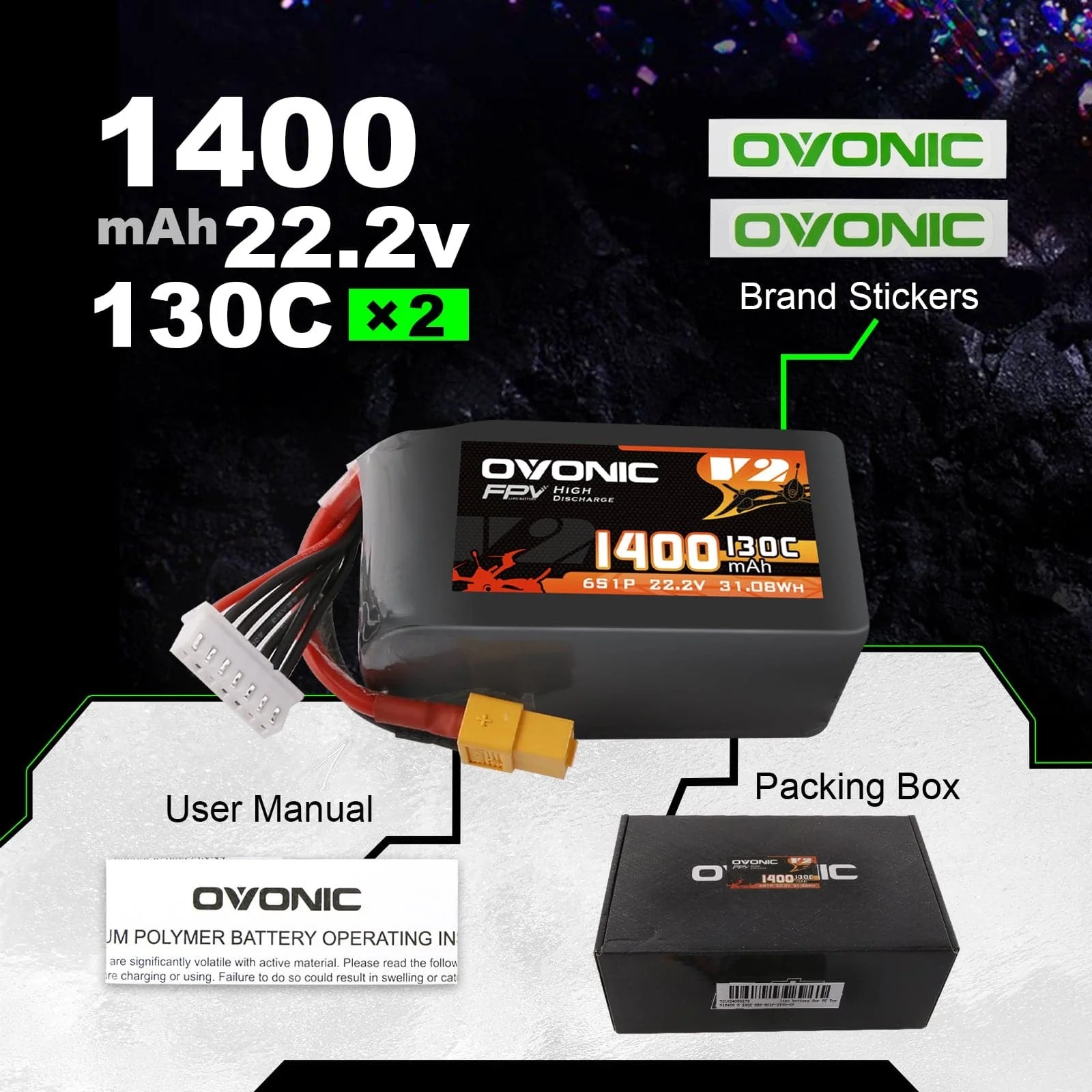 Ovonic 6S 1400mAh 130C LiPo バッ - Drone Battery Bag のレビューと価格