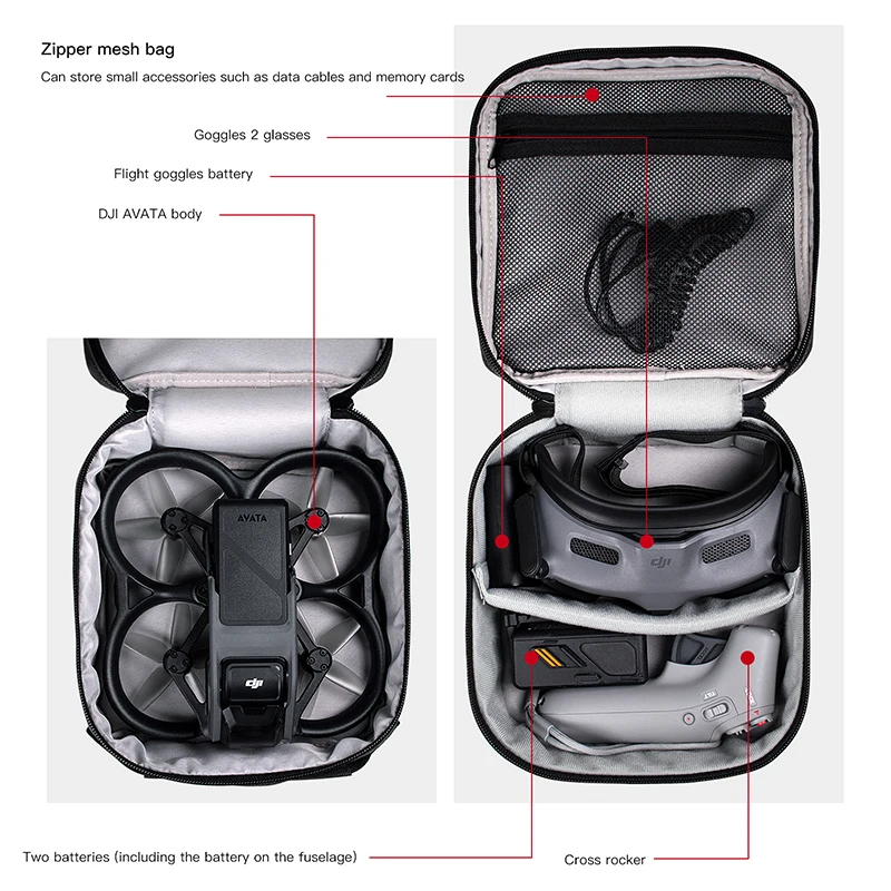 ポータブルケース二層収納スペースハンドバッグ DJI ゴーグ - Drone Battery Bag のレビューと価格
