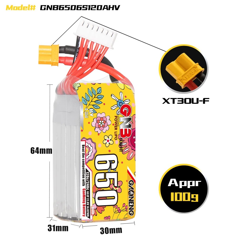 GAONENG 6S 650mAh LiHV 22.8V 1 - Drone Battery 6S のレビューと価格