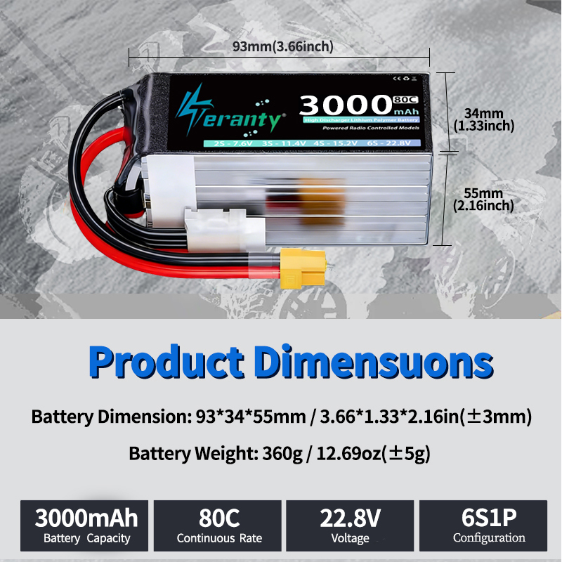 TERANTY 6S 22.8V 3000mAh 80C/1 - Drone Battery 6S のレビューと価格